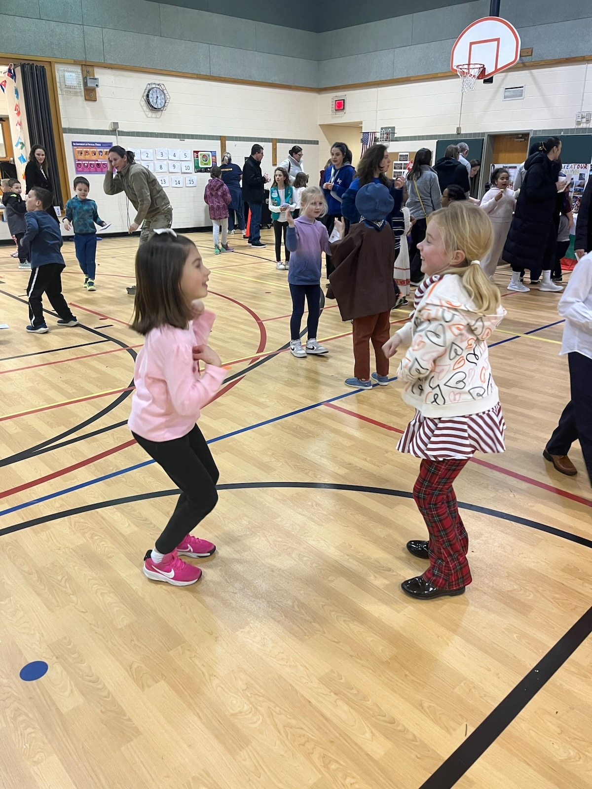 two girls dancing